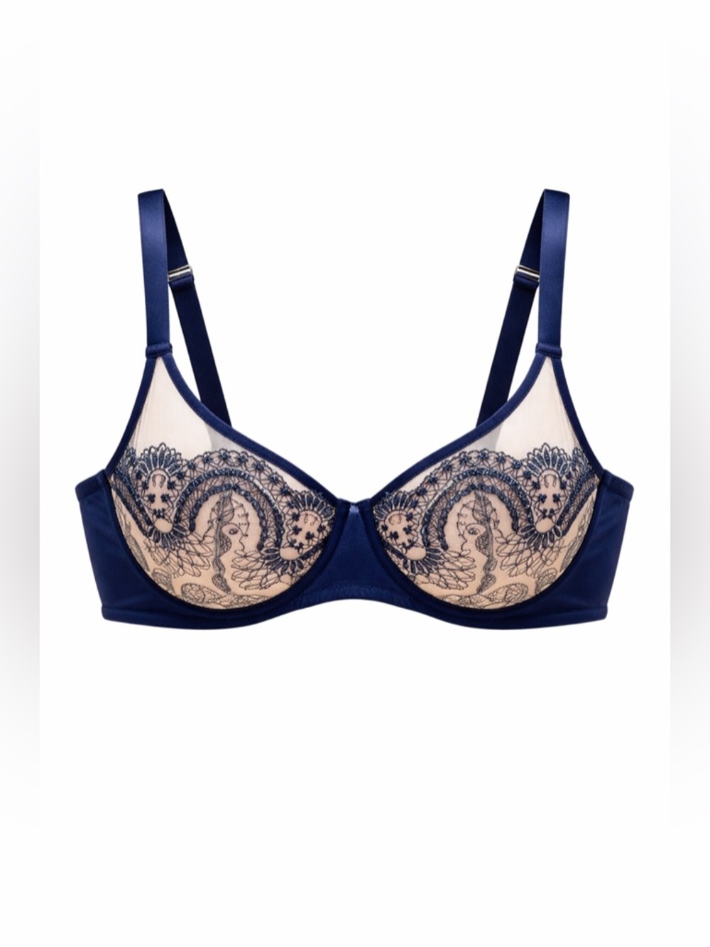 Maison Lejaby Tattoo Balconette Underwire Bra Navy Nude 32F